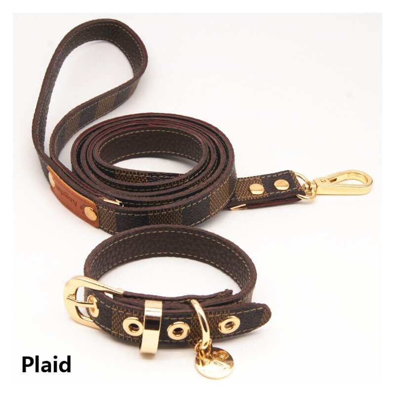dachshund space shop leather plaid collar leash