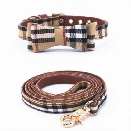 dachshund space shop plaid collar leash set
