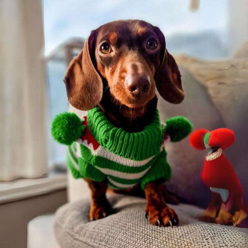 dachshund space shop pom pom xmas collar dachshund sweater