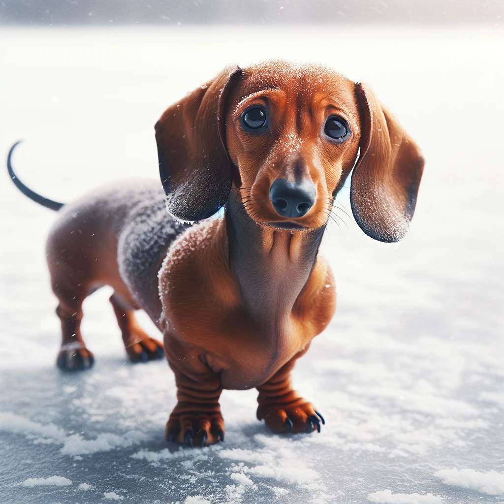 dachshund in the snow