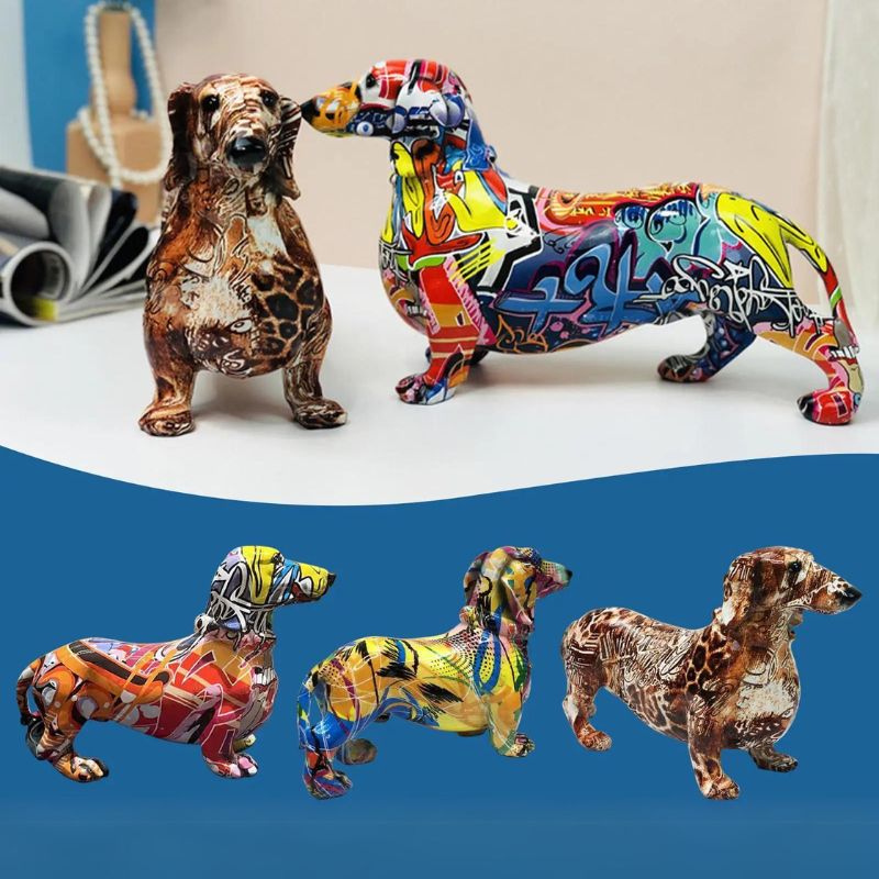 dachshund space shop multicolor dachshund statues