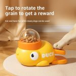 dachshund feeding duck toy