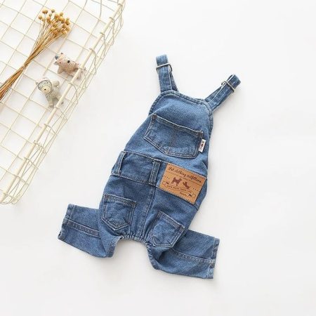 dachshund denim overalls