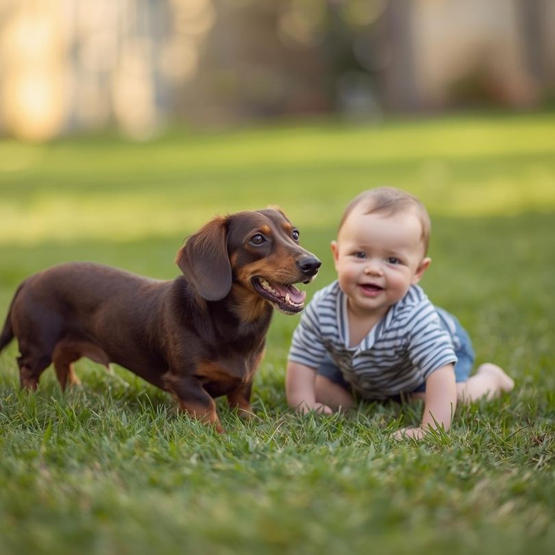 dachshund and baby dachshund space