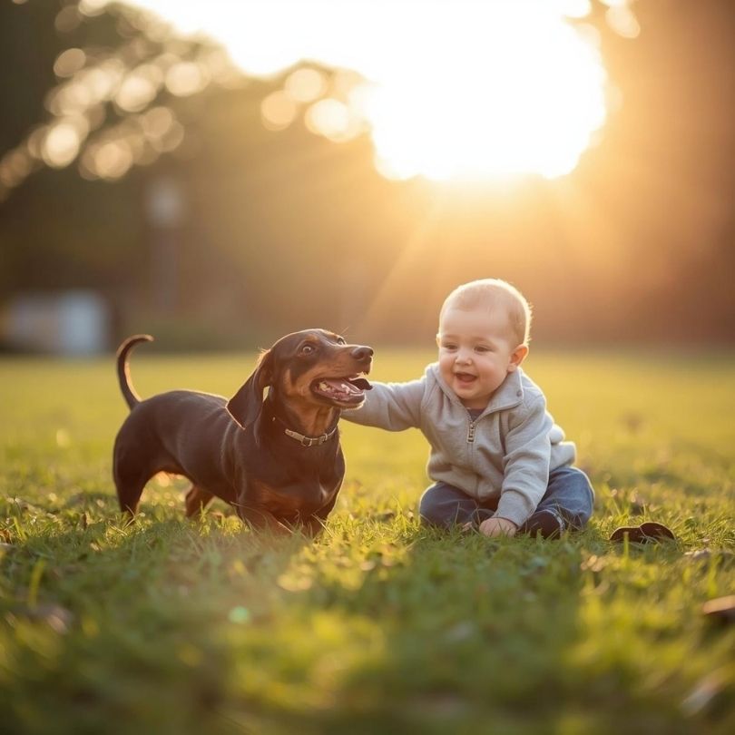dachshund and baby dachshund space