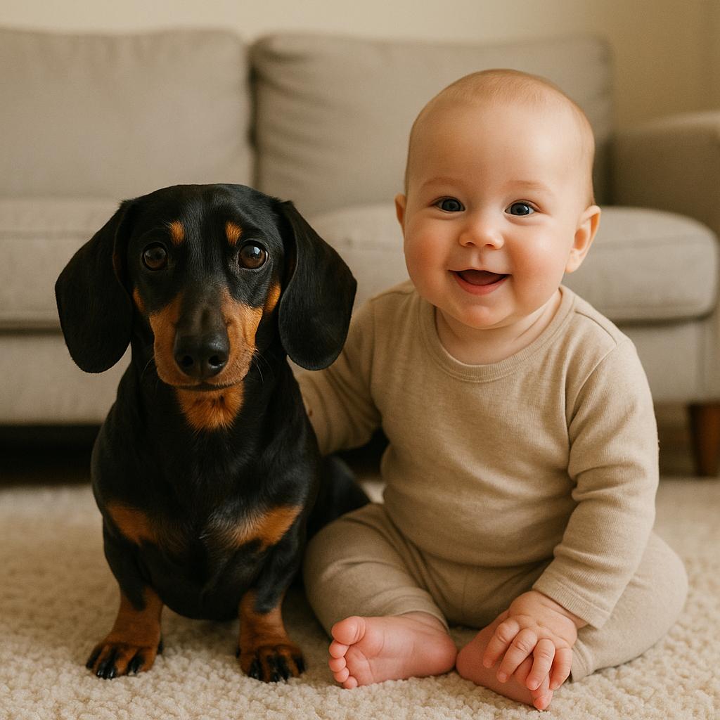 dachshund and baby dachshund space