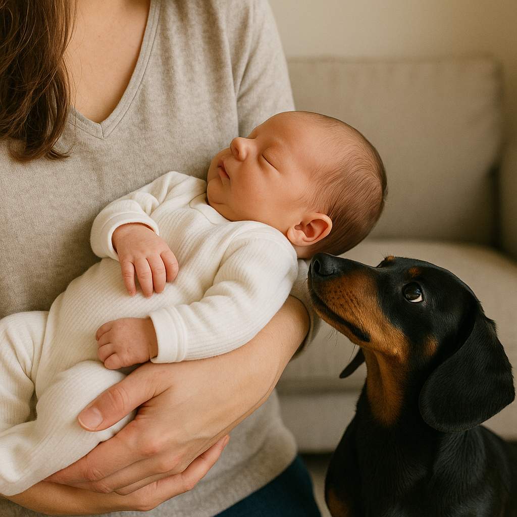 dachshund and baby dachshund space