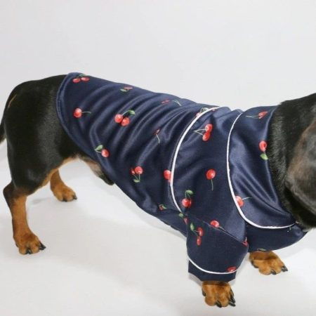 cherry satin dachshund pajamas