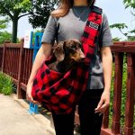 plaid dachshund sling carrier