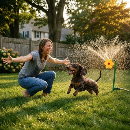 dachshund flower sprinkler